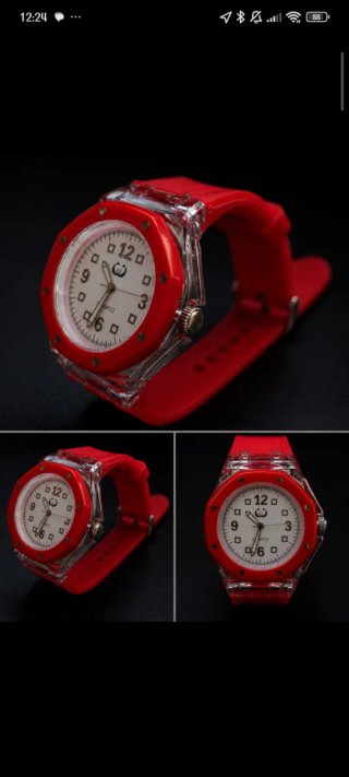 Reloj llamativo rojo y blanco