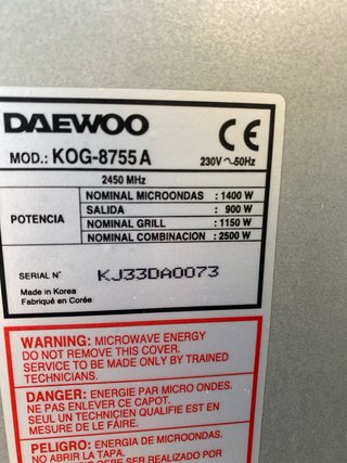 Microondas Daewoo con Grill
