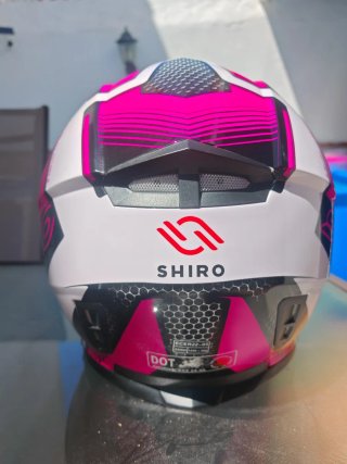 Casco Moto Unisex Rosa y Negro