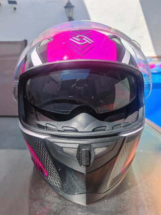Casco Moto Unisex Rosa y Negro