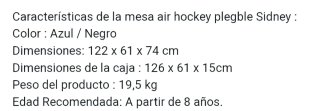 Mesa Air Hockey Plegable Sidney Azul/Negro