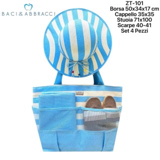 Set Borsa Mare Baci & Abbracci 4 Pezzi