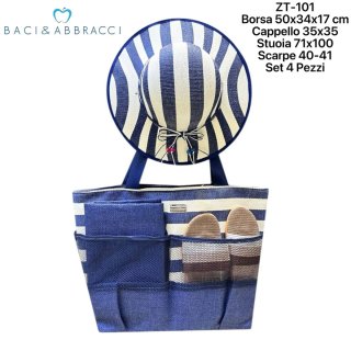 Set Borsa Mare Baci & Abbracci 4 Pezzi