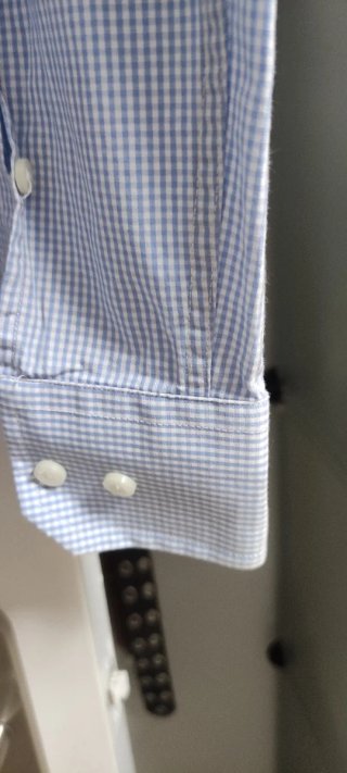 Camisa  cuadros azul, manga larga