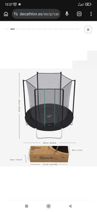 Cama elástica para jardín Decathlon  240 cms