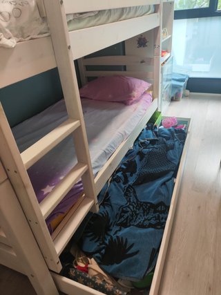 Cama Litera Blanca + Cajón Almacenaje