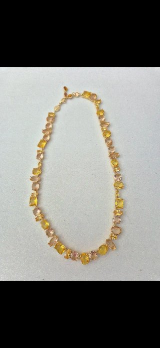 Colar Swarovski Gema Joia Dourado Amarelo