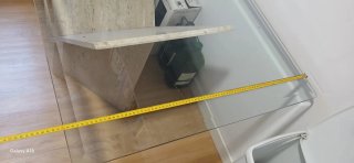 Mesa de comedor de cristal y piedra