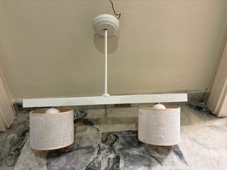 Lámpara de mesa y techo tela rosa