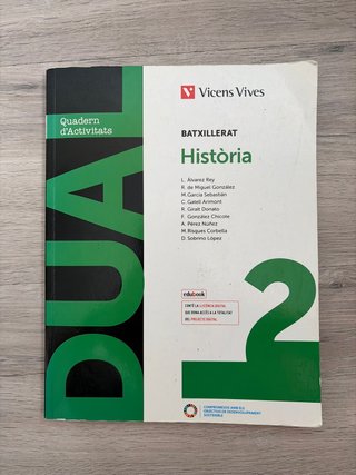 Història, 2 Batxillerat, Dual Quadern d'activitats