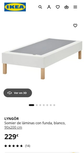 Somier tapizado Lyngor y colchón Valevag Ikea