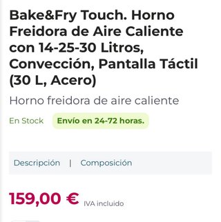 Horno Baje&fry touch