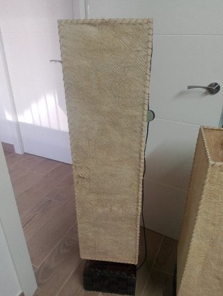 Lámpara de pie vintage cuero y madera