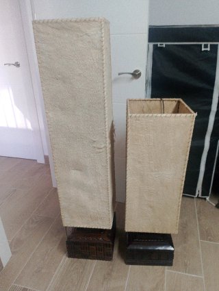 Lámpara de pie vintage cuero y madera