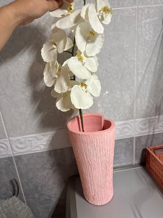 Jarrón Rosa con Orquídea Artificial Blanca