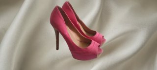 Zapatos tacón plataforma rosa Bershka T36