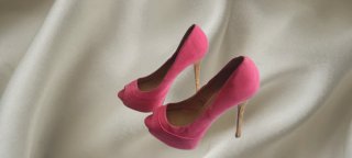 Zapatos tacón plataforma rosa Bershka T36
