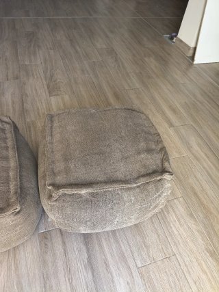 2 Pufs Beige/Marrón Tela