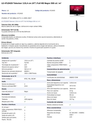 Televisor LG 47LD420