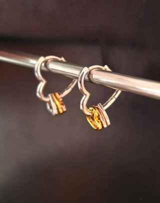 Pendientes Plata Corazón Tricolor