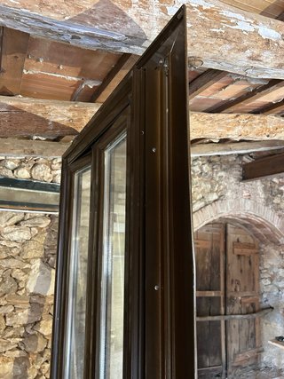 Puerta doble aluminio marrón 70x210