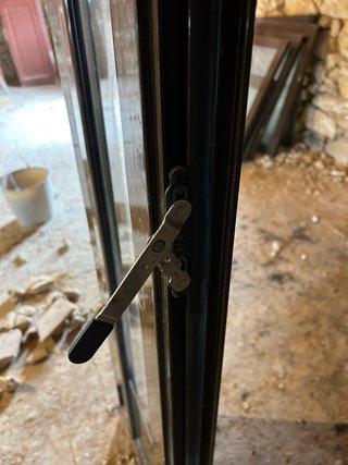 Puerta doble aluminio marrón 70x210