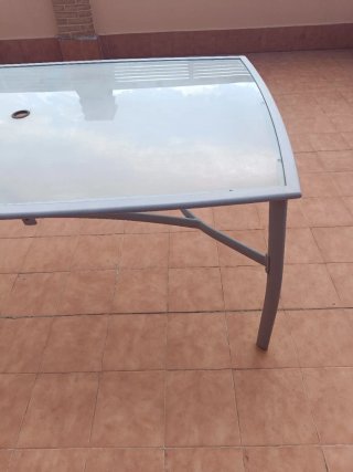 Mesa Terraza Aluminio y Cristal