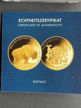Moneda Chad Oro 999 Certificado Autenticidad