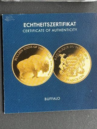 Moneda Chad Oro 999 Certificado Autenticidad