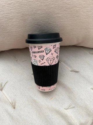 Vaso Tous Rosa con Tapa Negra
