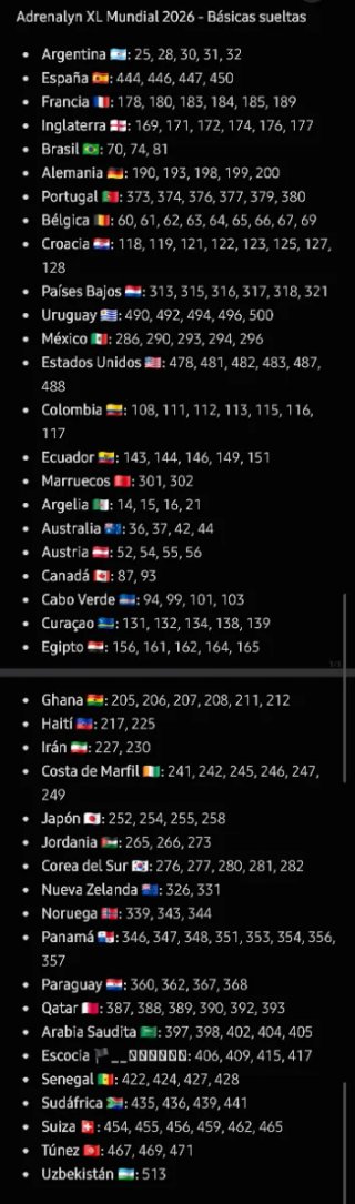 Adrenalyn XL Mundial 2026 - Cromos Sueltos