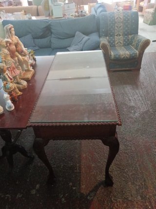 Mesa Escritorio Vintage Madera y Cristal