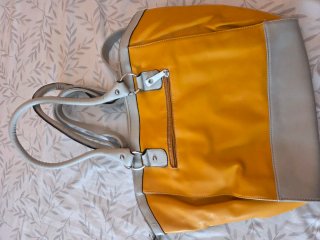 Bolso vintage mujer gris y amarillo