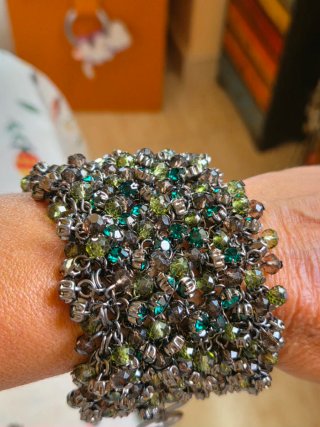 Pulsera Uterqüe verde y plateada