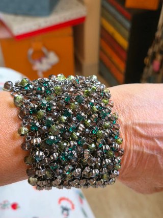Pulsera Uterqüe verde y plateada