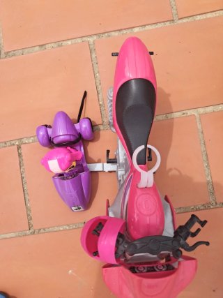 Moto y Carro Barbie Rosa