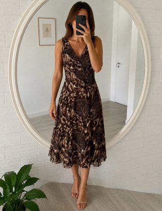 Vestido estampado hojas Talla M