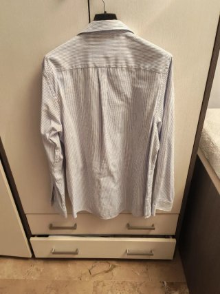 Camisa Lacoste Slim Fit Rayas Azul Talla l