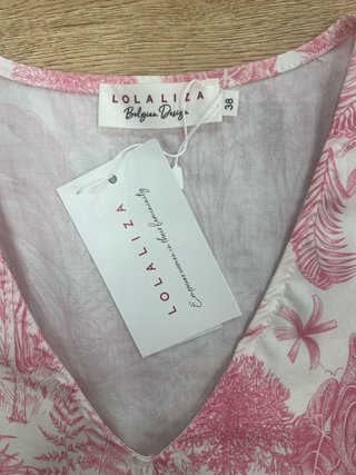 Vestido de algodón rosa y blanco