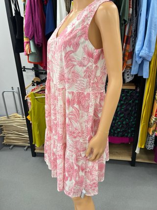 Vestido de algodón rosa y blanco