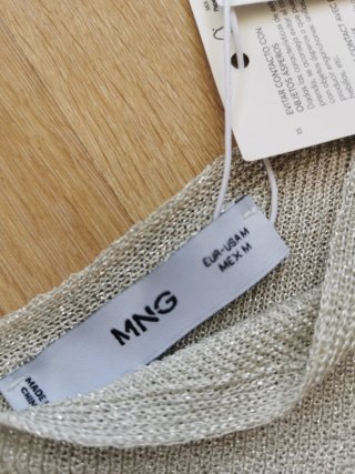 Top Mango Mujer Talla M Dorado/Plateado