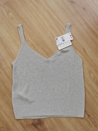 Top Mango Mujer Talla M Dorado/Plateado