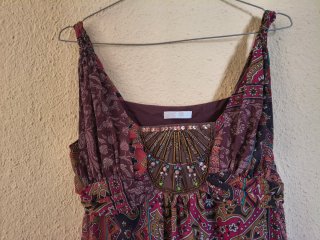 Vestido boho chic tirantes trenzados y abalorios