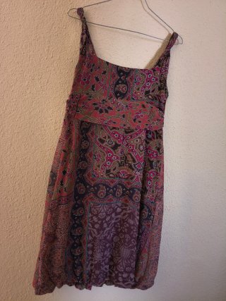 Vestido boho chic tirantes trenzados y abalorios