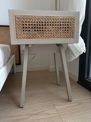 Mesitas de noche beige con ratán – juego de 2