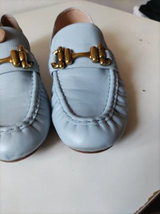 Mocasines Uterqüe Turquesa con Hebilla Dorada