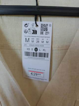 Vestido Stradivarius lino beige talla M