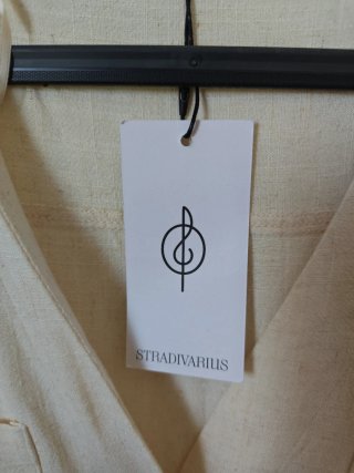 Vestido Stradivarius lino beige talla M