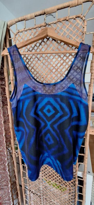 Blusa Echo Design Azul Rey y Negro Talla XL