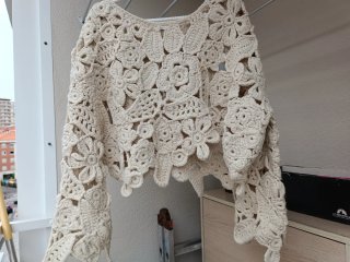 Jersey Crochet Crudo Beige Talla Única